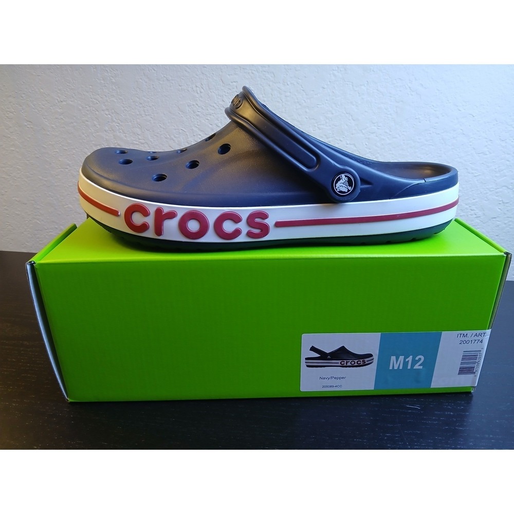 Crocs Bayaband Clog Mens Navy Pepper Red Blue Sporty Clogs 205089-4CC Size 9 NEW